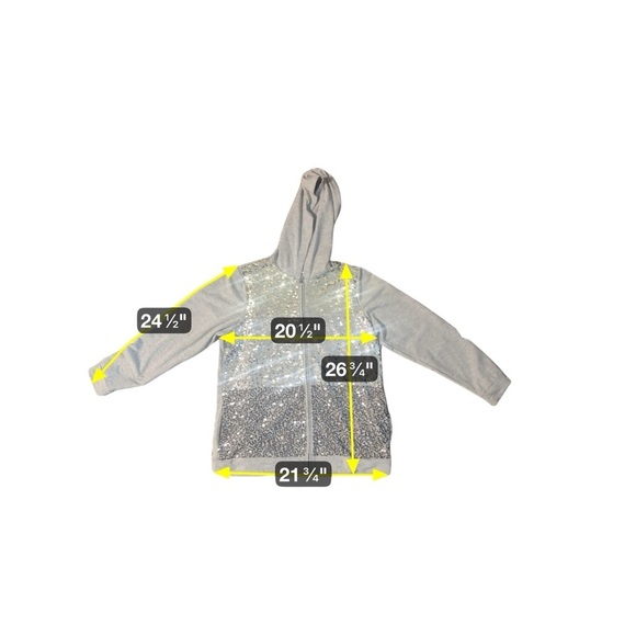Quacker Factory Zip Up Sparkle Hoodie Sweatshirt Jacket Gray Sequin Size Large - Picture 4 of 9